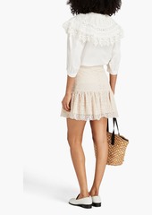 Sandro - Claudelle ruffled broderie anglaise cotton mini skirt - Pink - FR 40