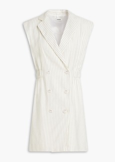 Sandro - Cosima double-breasted pinstriped linen-blend twill mini dress - White - FR 40