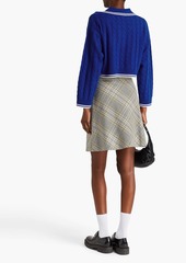 Sandro - Cropped embroidered wool and cashmere-blend polo sweater - Blue - 2