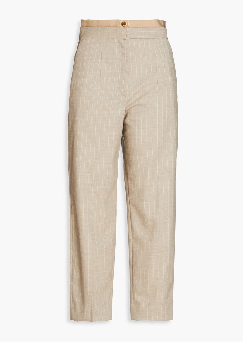 Sandro - Cropped pinstriped twill tapered pants - Gray - FR 40