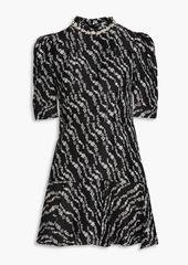 Sandro - Crystal-embellished printed jacquard mini dress - Black - FR 34