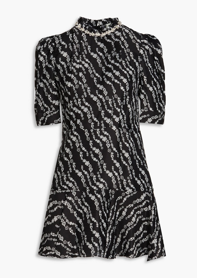 Sandro - Crystal-embellished printed jacquard mini dress - Black - FR 34