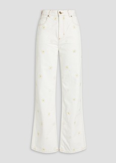 Sandro - Cyriaque embroidered high-rise straight-leg jeans - White - FR 40