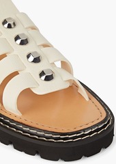 Sandro - Studded lizard-effect leather sandals - White - EU 36