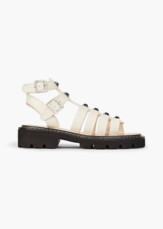 Sandro - Eliane studded lizard-effect leather sandals - White - EU 36