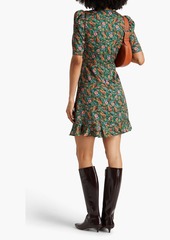 Sandro - Embellished floral-print twill mini dress - Green - FR 34