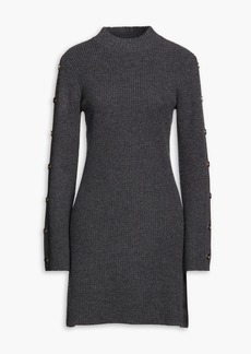 Sandro - Embellished ribbed wool and cashmere-blend mini dress - Gray - FR 40