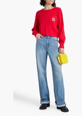 Sandro - Embroidered cable-knit sweater - Red - 4