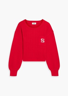 Sandro - Embroidered cable-knit sweater - Red - 4
