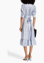 Sandro - Enrika gathered paisley-print silk-twill midi wrap dress - Blue - FR 40