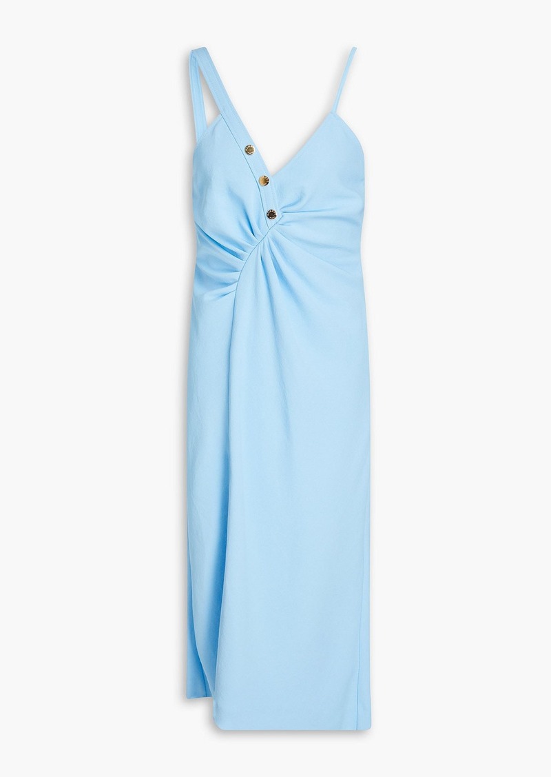 Sandro - Ruched piqué midi dress - Blue - FR 40