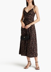 Sandro - Floral-print twill midi dress - Black - FR 36