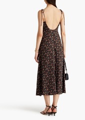 Sandro - Floral-print twill midi dress - Black - FR 36