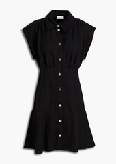 Sandro - Gathered twill mini shirt dress - Black - FR 40