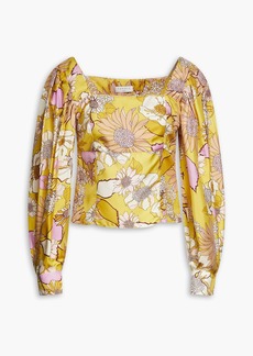 Sandro - Ginger floral-print silk-twill top - Yellow - 0