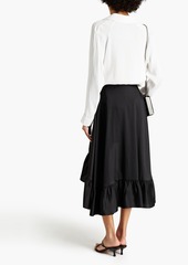 Sandro - Ilona asymmetric ruffled satin-twill skirt - Black - 4