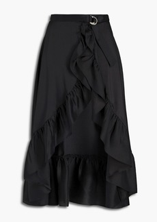 Sandro - Ilona asymmetric ruffled satin-twill skirt - Black - 3
