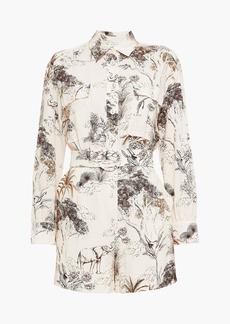 Sandro - Jaine belted printed woven playsuit - White - FR 42