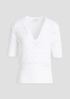 Sandro - Joe pointelle-knit cotton-blend top - White - 0