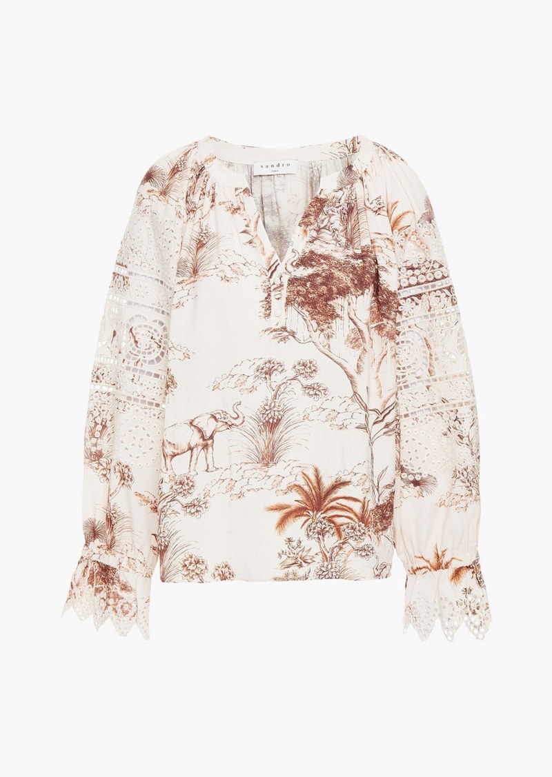 Sandro - Jole printed woven blouse - Pink - 4