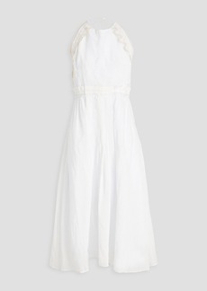 Sandro - Jonquille crocheted lace-trimmed ramie midi dress - White - FR 34
