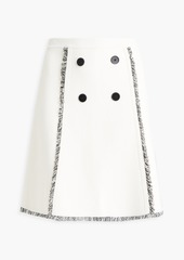 Sandro - Ketty button-embellished frayed jersey mini skirt - White - 4