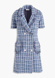Sandro - Ludivine double-breasted checked cotton-blend bouclé-tweed mini dress - Blue - FR 34