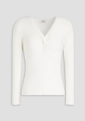 Sandro - Twist-front ribbed-knit sweater - White - 4