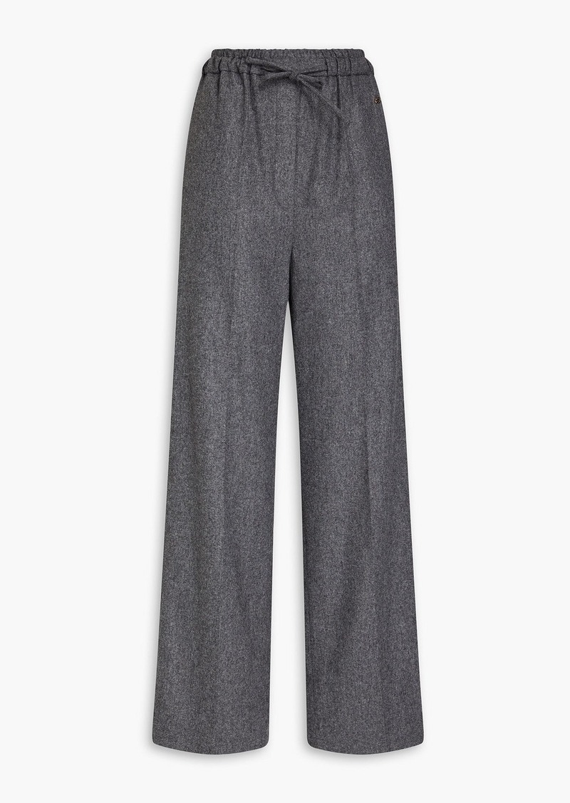 Sandro - Mélange wool-blend felt wide-leg pants - Gray - FR 42