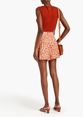 Sandro - Moana pleated floral-print twill shorts - Orange - FR 40