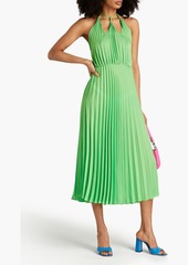 Sandro - Cutout pleated crepe de chine midi dress - Green - FR 38