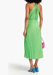 Sandro - Cutout pleated crepe de chine midi dress - Green - FR 38