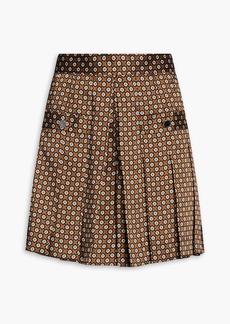 Sandro - Noisette pleated printed satin-twill shorts - Brown - FR 34
