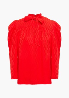 Sandro - Rayani pussy-bow satin-jacquard blouse - Red - 2