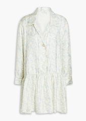 Sandro - Rozie printed silk-twill mini shirt dress - White - FR 38