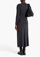 Sandro - Ruched ribbed wool-blend midi dress - Gray - FR 40