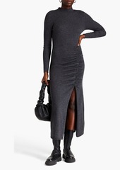 Sandro - Ruched ribbed wool-blend midi dress - Gray - FR 40