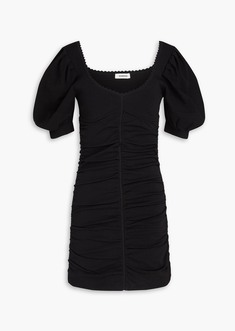 Sandro - Ruched stretch-knit mini dress - Black - FR 34