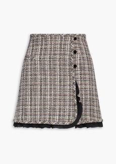Sandro - Ruffle-trimmed metallic tweed mini wrap skirt - Neutral - 0