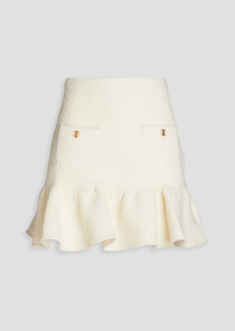 Sandro - Ruffled bouclé-tweed mini skirt - White - FR 40