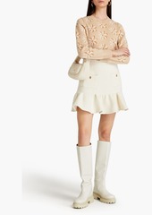 Sandro - Ruffled bouclé-tweed mini skirt - White - FR 40