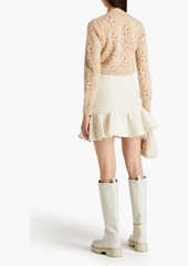 Sandro - Ruffled bouclé-tweed mini skirt - White - FR 40