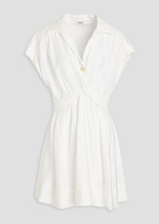 Sandro - Sigrid twist-front twill mini shirt dress - White - FR 42