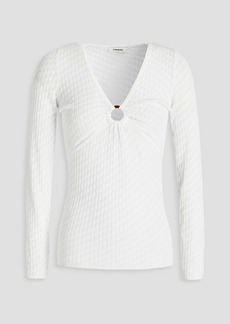 Sandro - Tahys ring-embellished cutout pointelle-knit top - White - 1