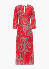 Sandro - Talina paisley-print satin-jacquard midi dress - Red - FR 36