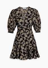 Sandro - Wrap-effect paisley-print crocheted lace mini dress - Black - FR 36