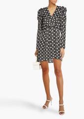 Sandro - Wrap-effect printed woven mini dress - Black - FR 34