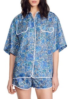 sandro Anja Floral Button-Up Silk Shirt