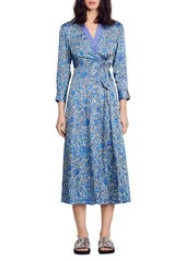 sandro Anjy Floral Tie Waist Shirtdress