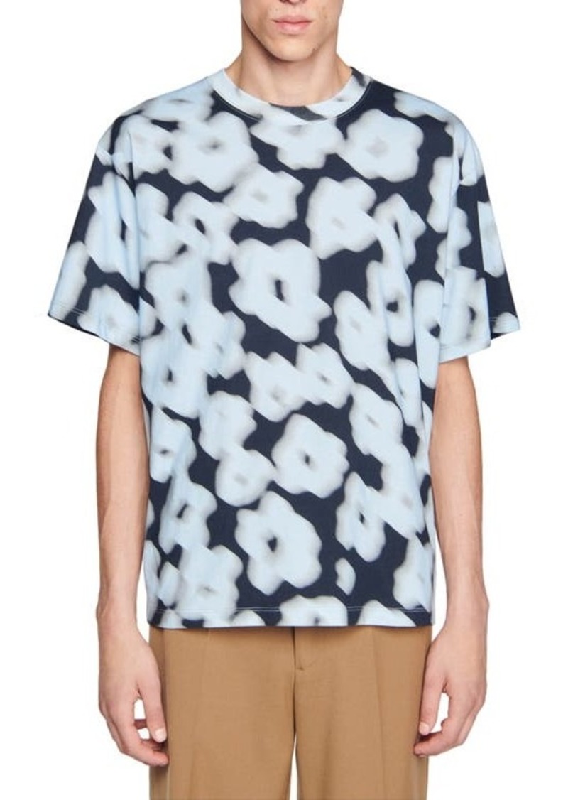 sandro Blurry Floral Cotton T-Shirt